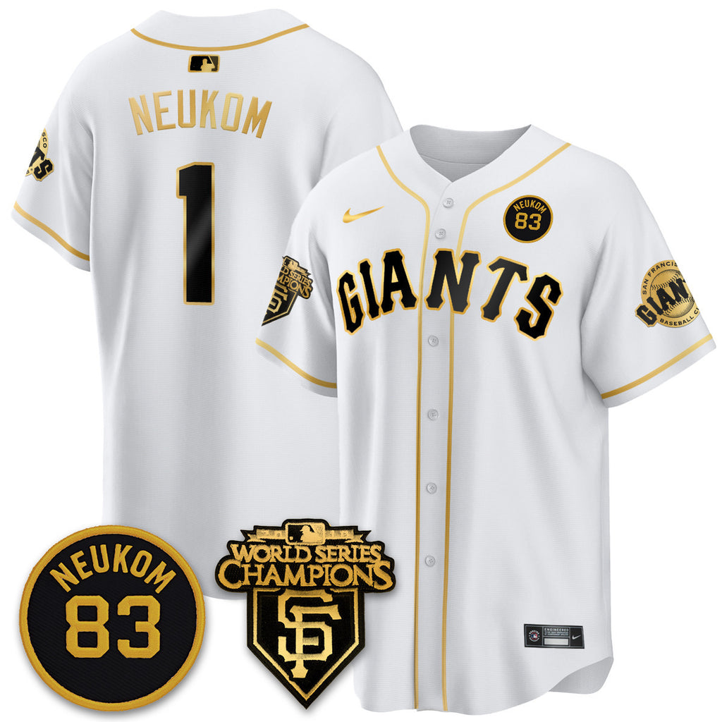 Custom Giants Bill Neukom Memories Jersey - 2010 World Series Champions - All Stitched