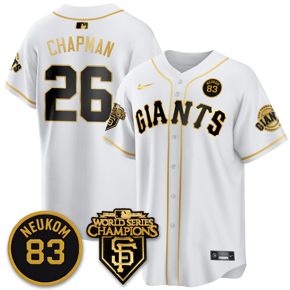 Custom Giants Bill Neukom Memories Jersey - 2010 World Series Champions - All Stitched