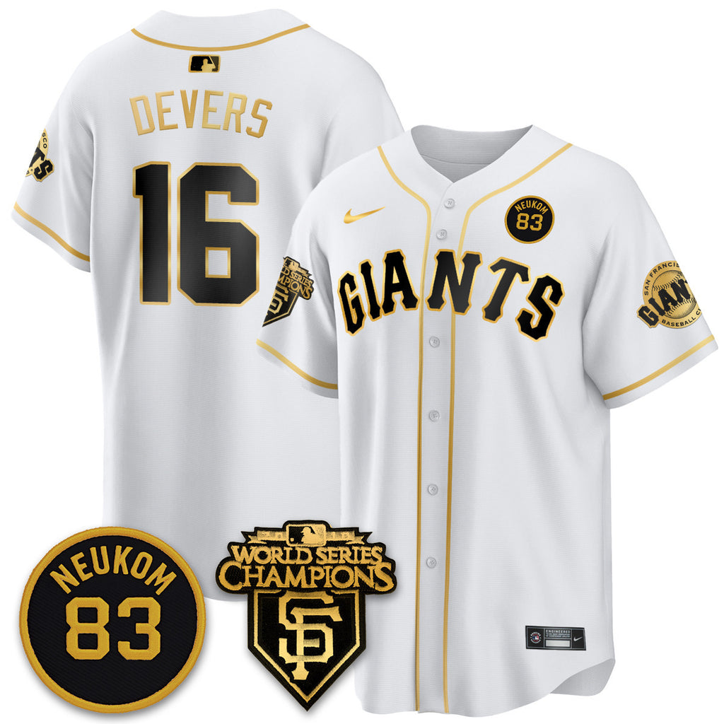 Custom Giants Bill Neukom Memories Jersey - 2010 World Series Champions - All Stitched