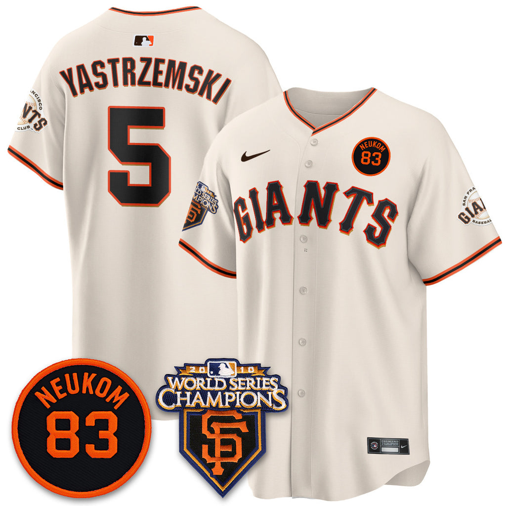 Custom Giants Bill Neukom Memories Jersey - 2010 World Series Champions - All Stitched