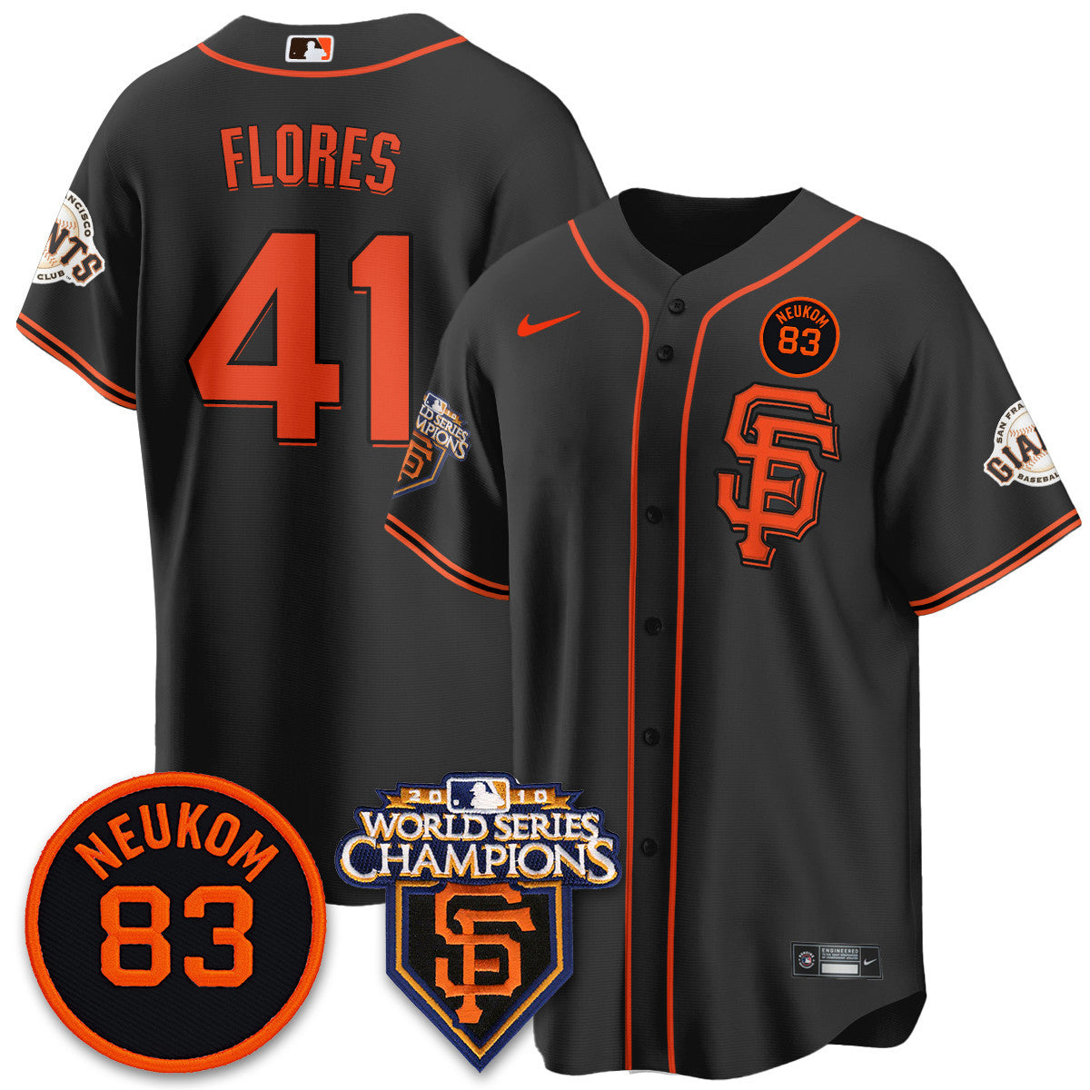 Custom Giants Bill Neukom Memories Jersey - 2010 World Series Champions - All Stitched