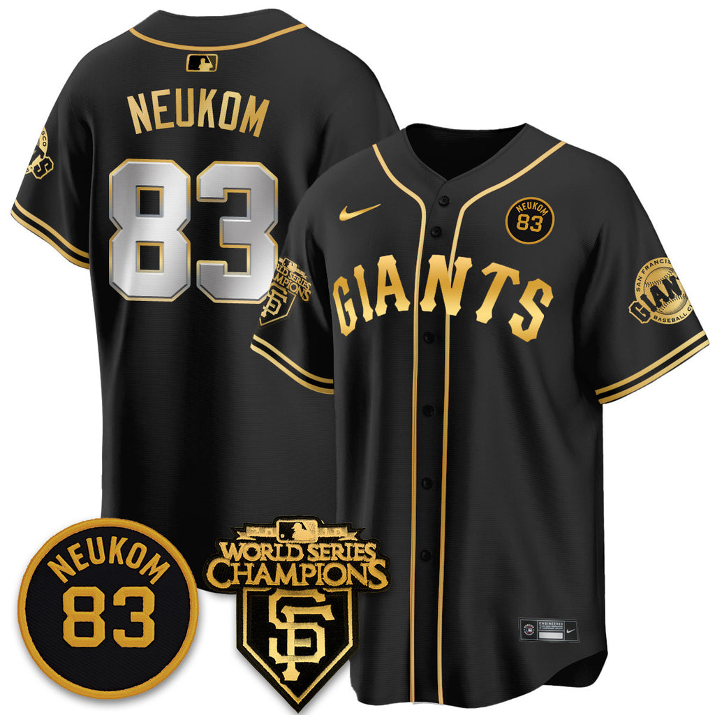 Custom Giants Bill Neukom Memories Jersey - 2010 World Series Champions - All Stitched