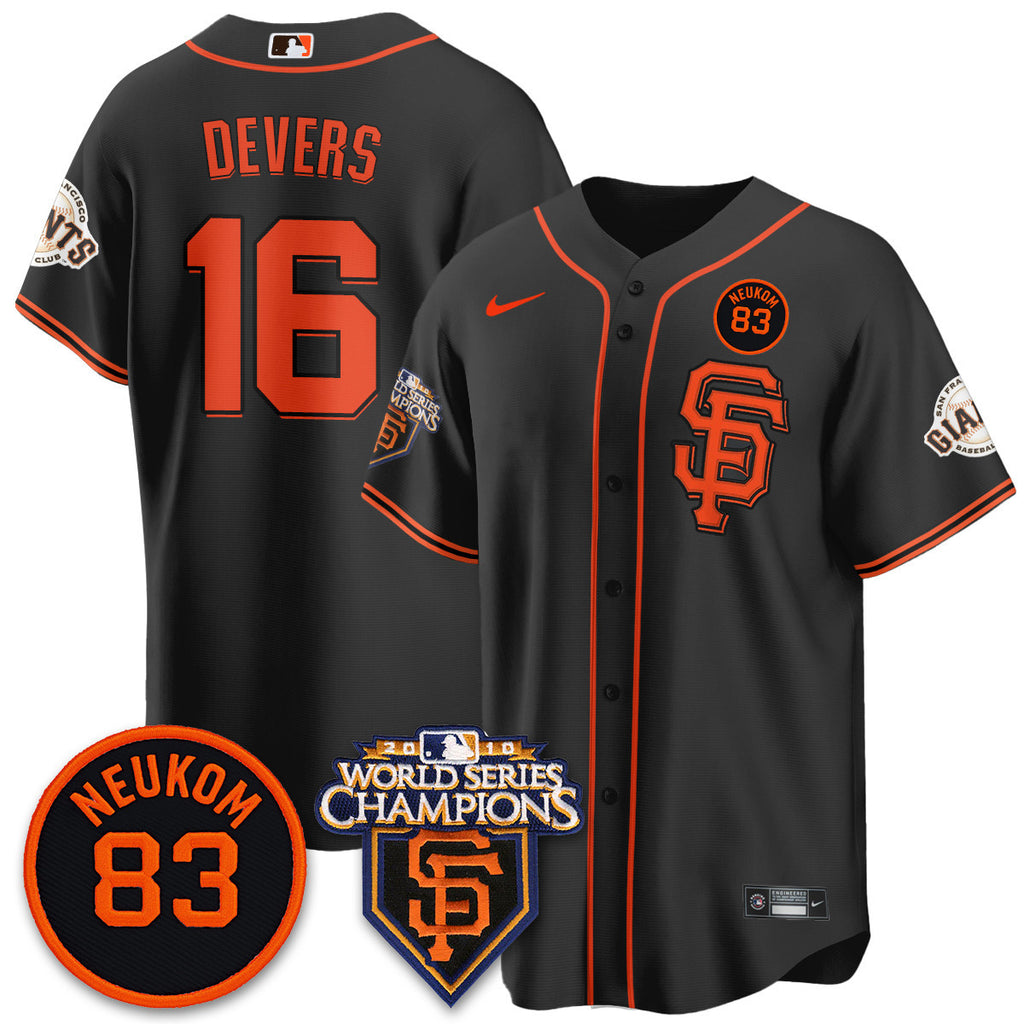 Custom Giants Bill Neukom Memories Jersey - 2010 World Series Champions - All Stitched
