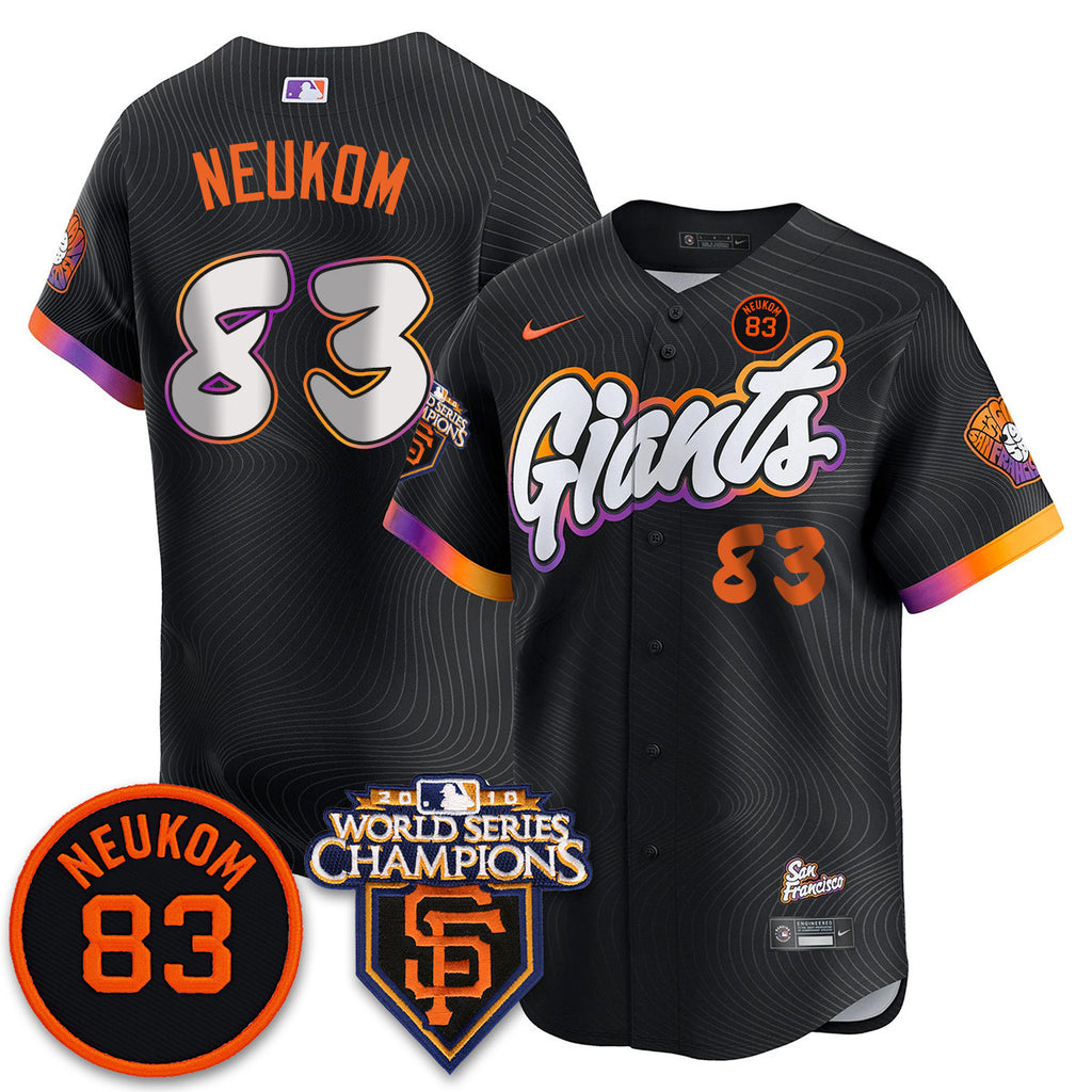 Custom Giants Bill Neukom Memories Jersey - 2010 World Series Champions - All Stitched