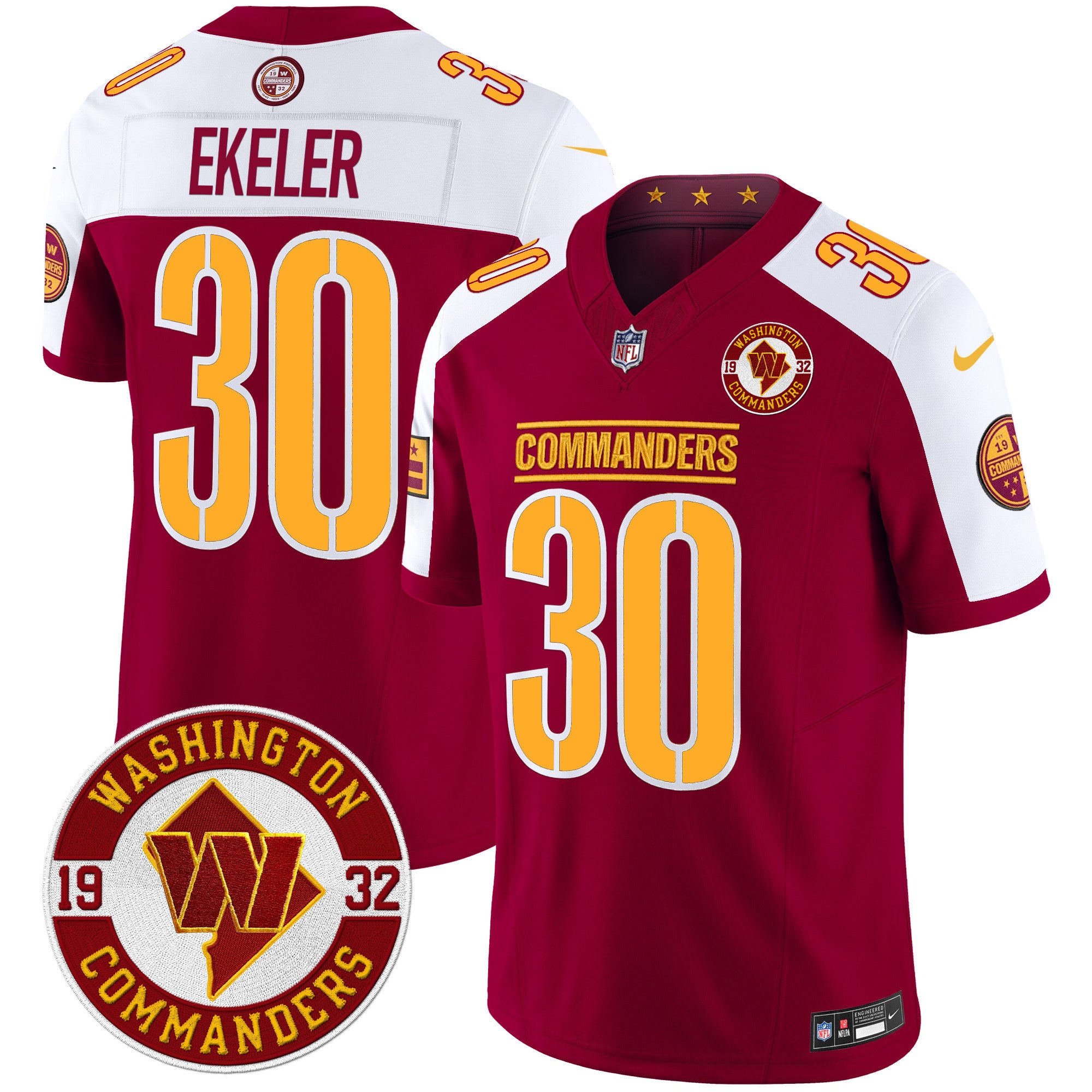 Men's Washington Commanders 2024 Vapor Limited Jersey - Est. 1932 Patch - All Stitched