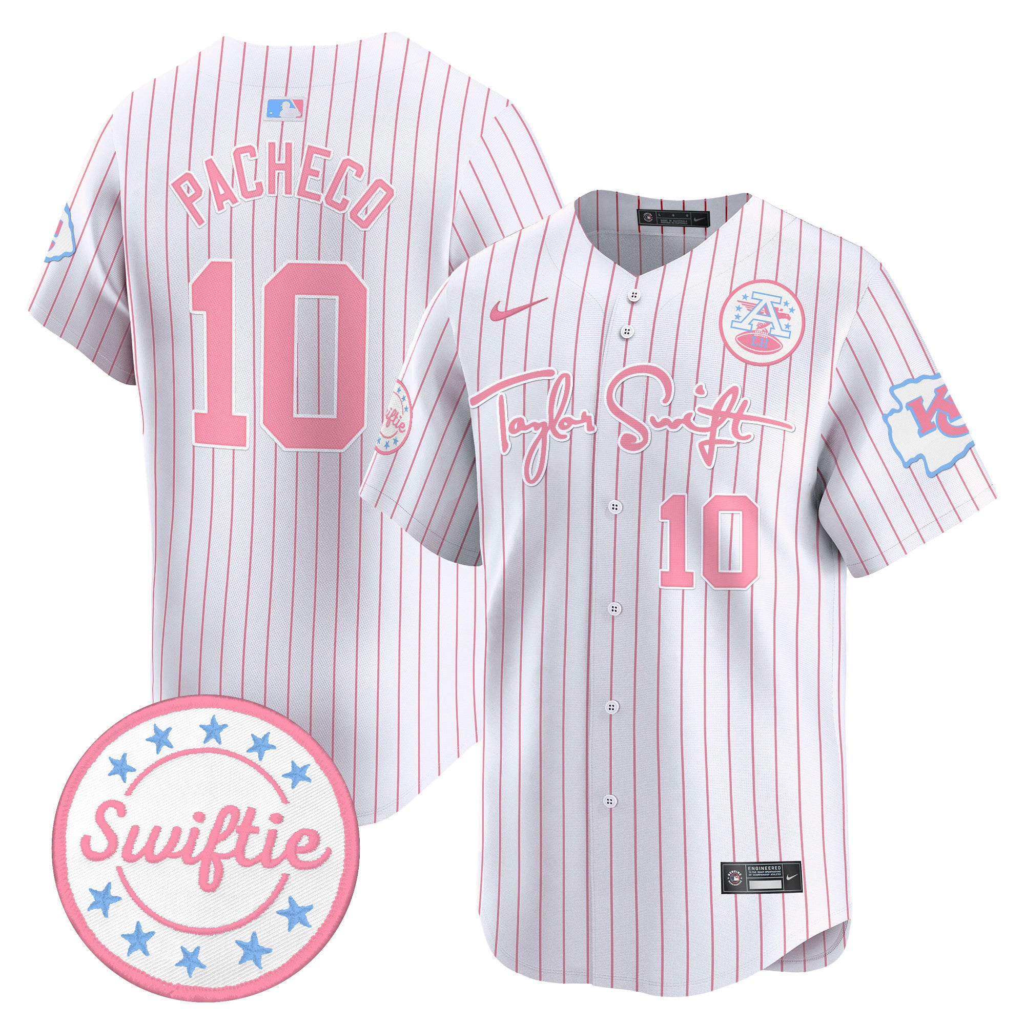 Men's Chiefs Taylor Swift Bubblegum Pink Vapor Premier Limited Jersey - All Stitched