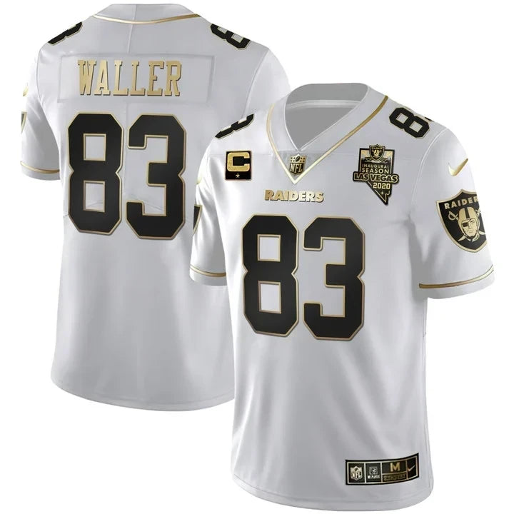 MEN'S LAS VEGAS RAIDERS INAUGURAL SEASON PATCH WHITE GOLD JERSEY - ALL STITCHED
