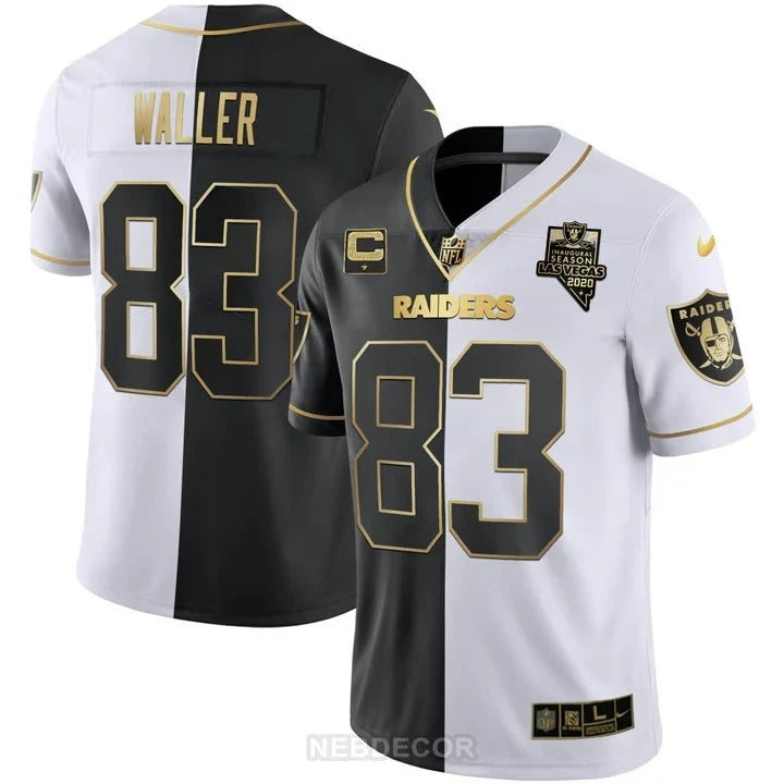 MEN'S LAS VEGAS RAIDERS INAUGURAL SEASON PATCH WHITE GOLD JERSEY - ALL STITCHED