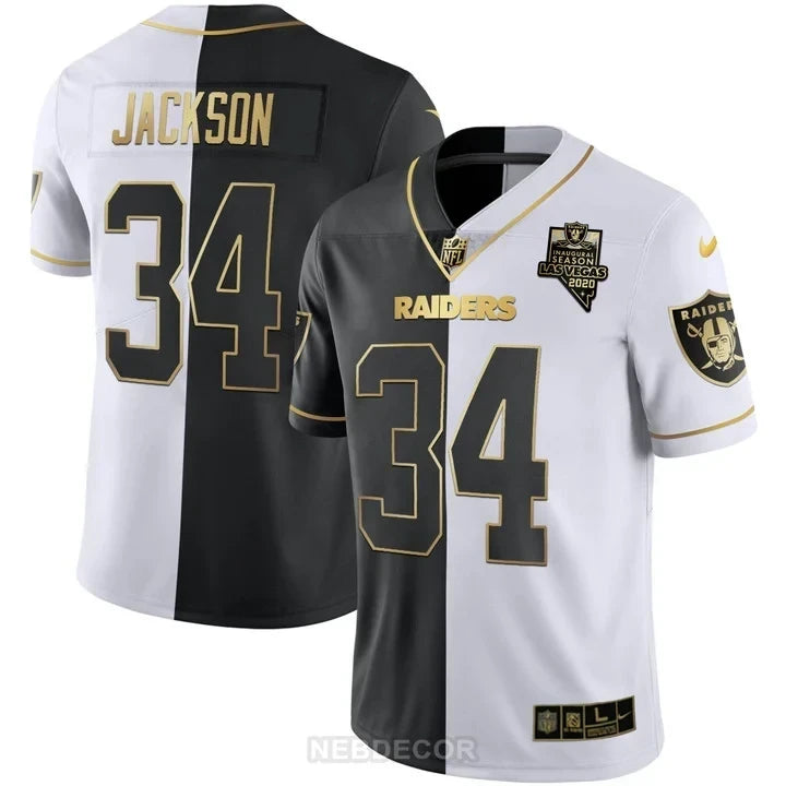 MEN'S LAS VEGAS RAIDERS INAUGURAL SEASON PATCH WHITE GOLD JERSEY - ALL STITCHED
