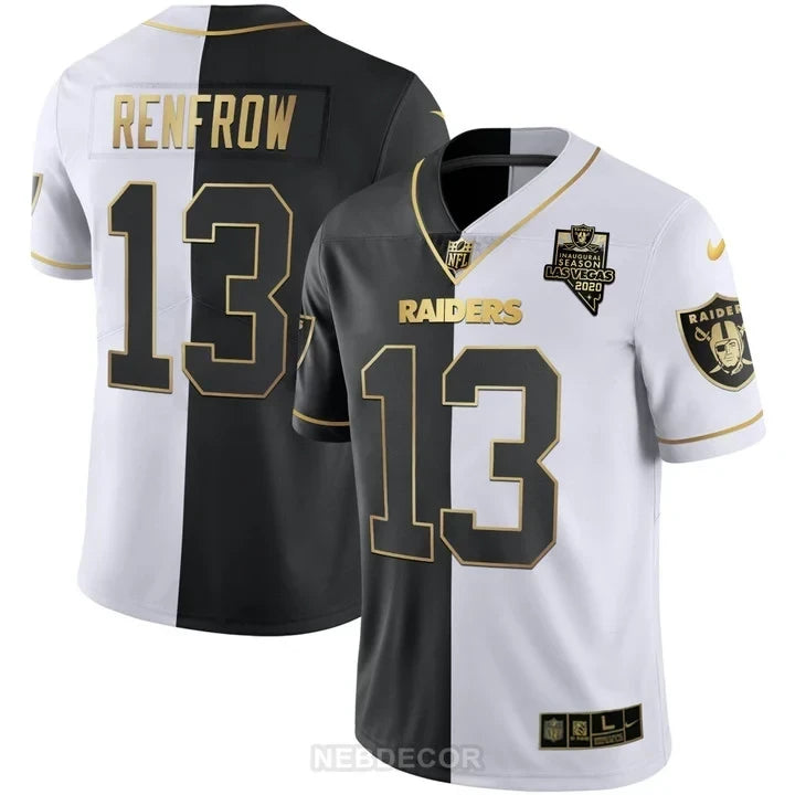 MEN'S LAS VEGAS RAIDERS INAUGURAL SEASON PATCH WHITE GOLD JERSEY - ALL STITCHED