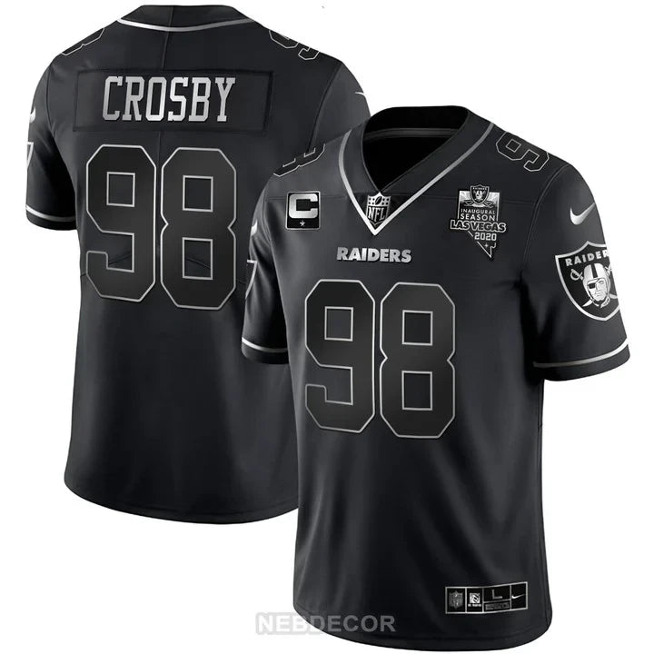 MEN'S LAS VEGAS RAIDERS INAUGURAL SEASON PATCH WHITE GOLD JERSEY - ALL STITCHED