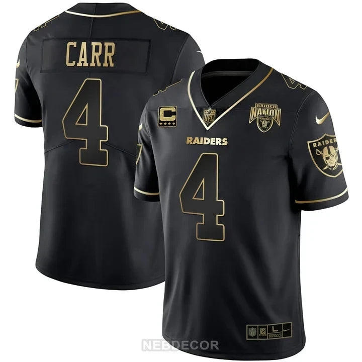 MEN'S RAIDERS NATION PATCH WHITE GOLD AND BLACK GOLD JERSEY - ALL STITCHED
