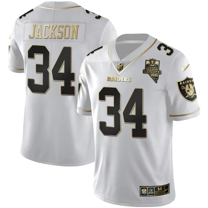 MEN'S LAS VEGAS RAIDERS INAUGURAL SEASON PATCH BLACK SILVER JERSEY - ALL STITCHED
