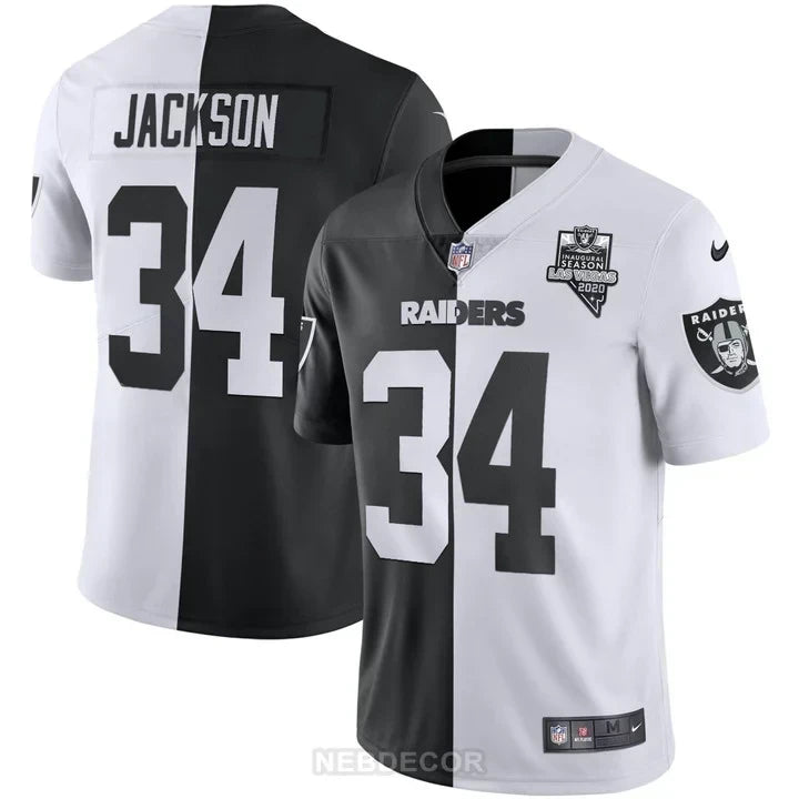 MEN'S LAS VEGAS RAIDERS INAUGURAL SEASON PATCH BLACK SILVER JERSEY - ALL STITCHED
