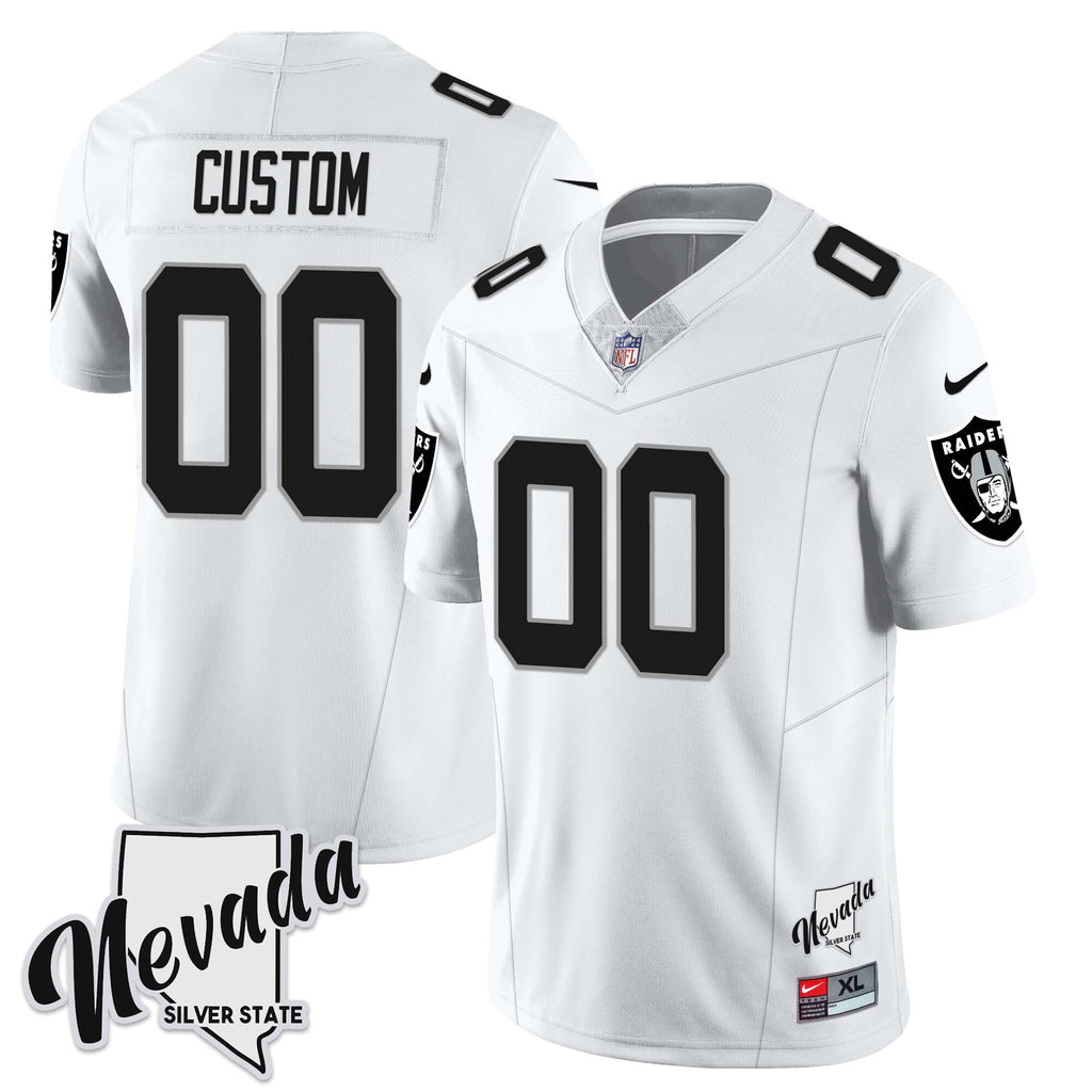 Men's Las Vegas Raiders 2023 Nevada Sliver State Patch Jersey - All Stitched