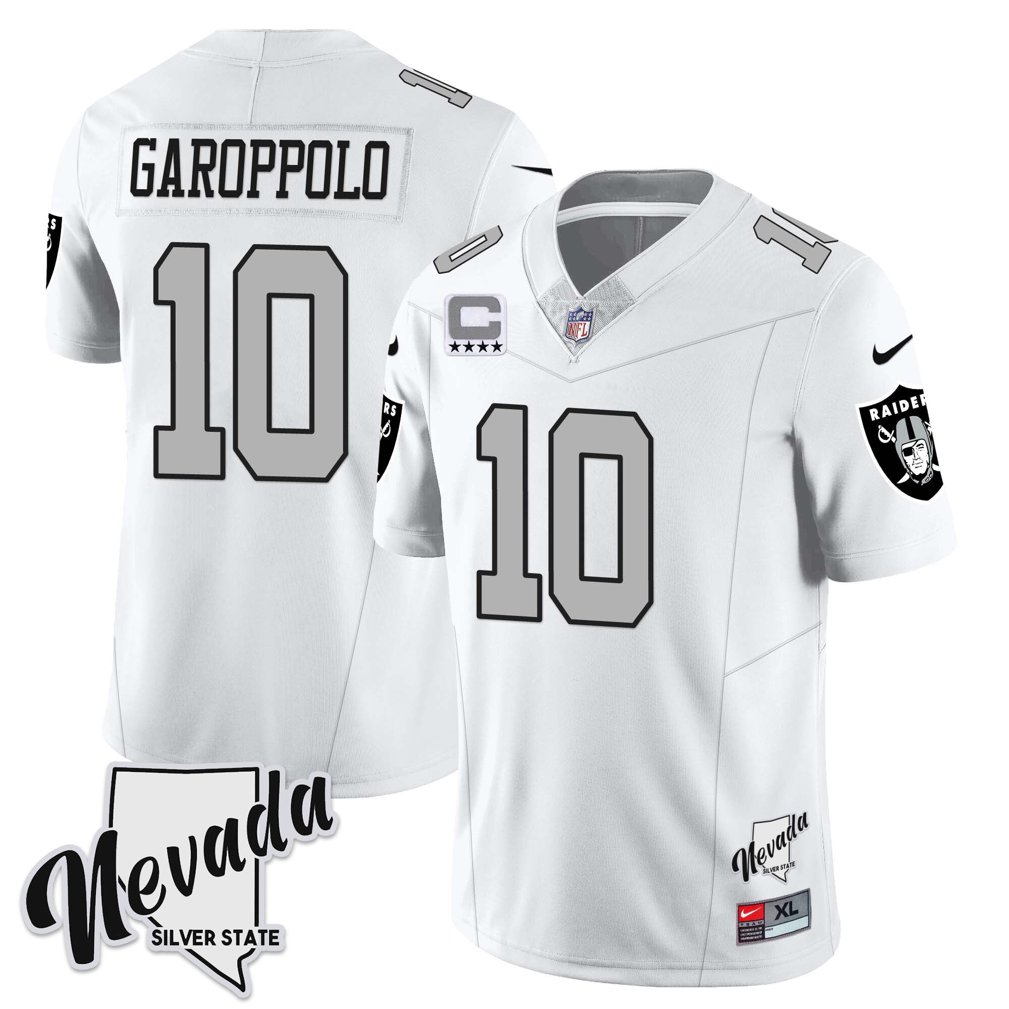 Men's Las Vegas Raiders 2023 Nevada Sliver State Patch Jersey - All Stitched