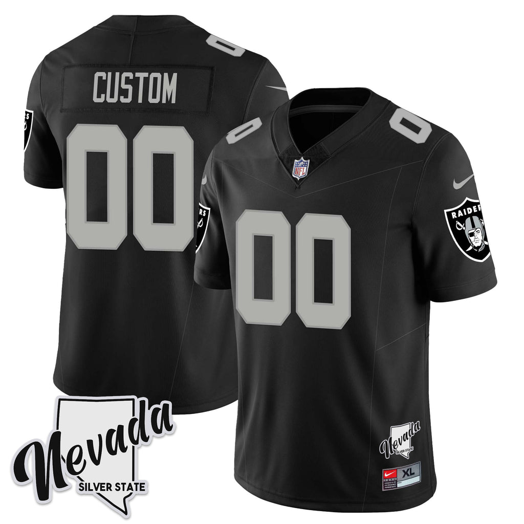 Men's Las Vegas Raiders 2023 Nevada Sliver State Patch Jersey - All Stitched