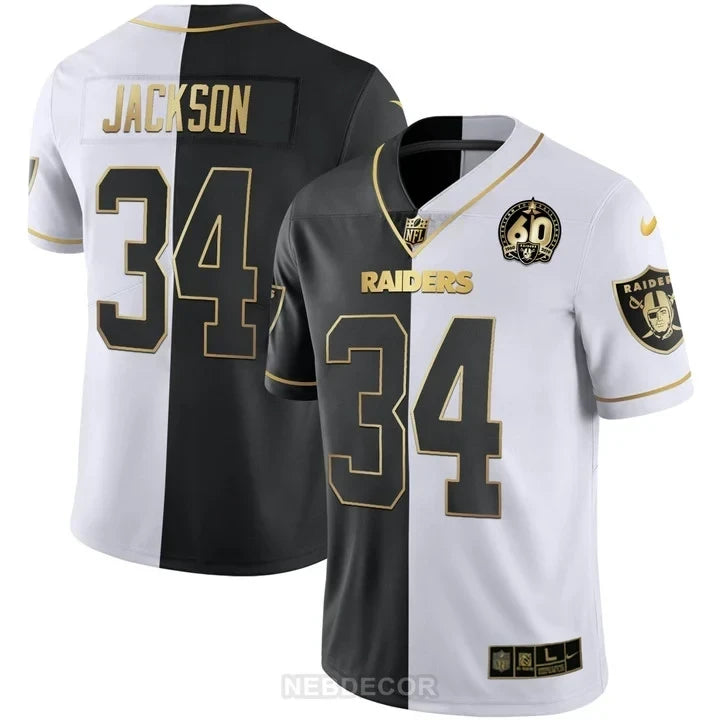 MEN'S RAIDERS 60TH SEASON PATCH GOLD & SPLIT JERSEY - ALL STITCHED