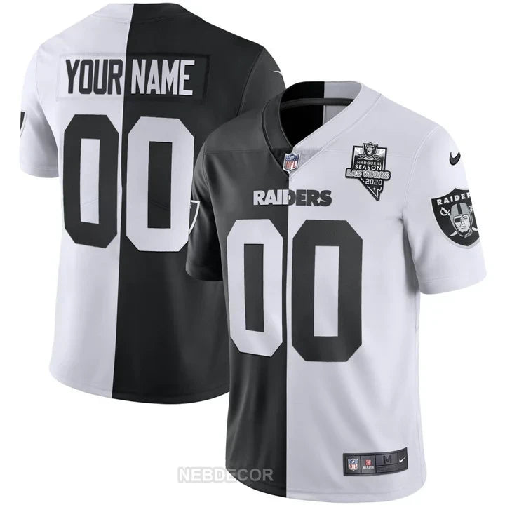 LAS VEGAS RAIDERS INAUGURAL SEASON PATCH GOLD & SPLIT CUSTOM NAME AND NUMBER JERSEY - ALL STITCHED