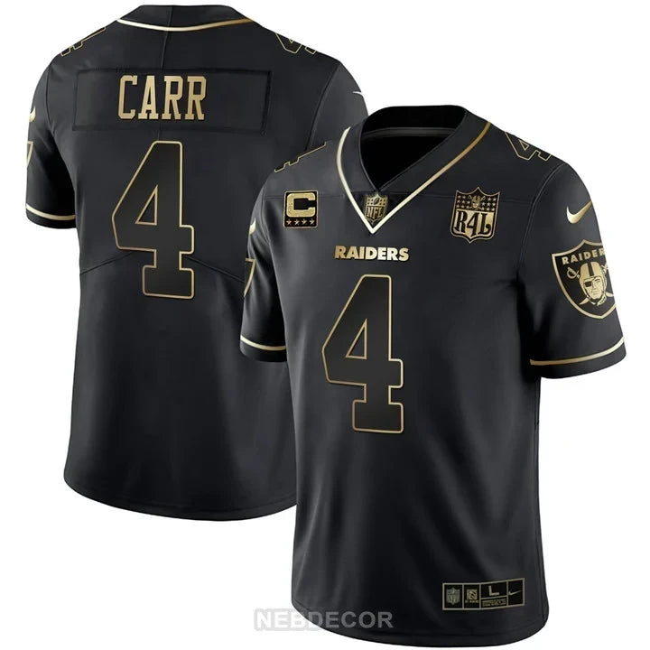 MEN'S LAS VEGAS RAIDERS RAIDER4LIFE PATCH WHITE GOLD AND BLACK GOLD JERSEY - ALL STITCHED