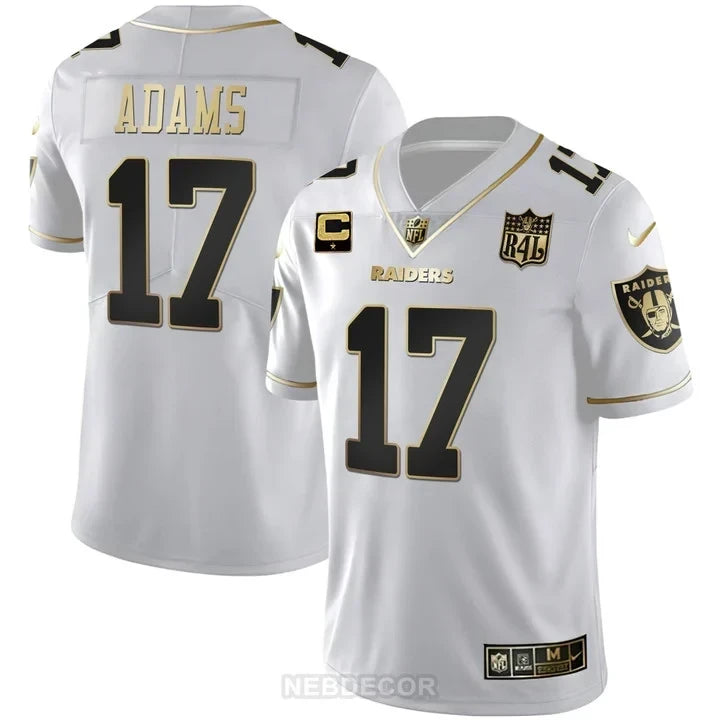 MEN'S LAS VEGAS RAIDERS RAIDER4LIFE PATCH WHITE GOLD AND BLACK GOLD JERSEY - ALL STITCHED