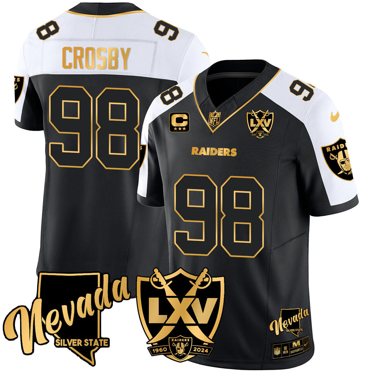 Men's Raiders 2024 Vapor Limited Gold Jersey - 65th Anniversary - All Stitched