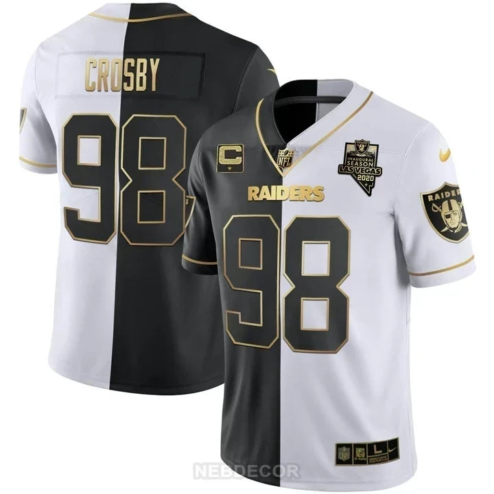 MEN'S LAS VEGAS RAIDERS INAUGURAL SEASON PATCH SPLIT GOLD JERSEY - ALL STITCHED