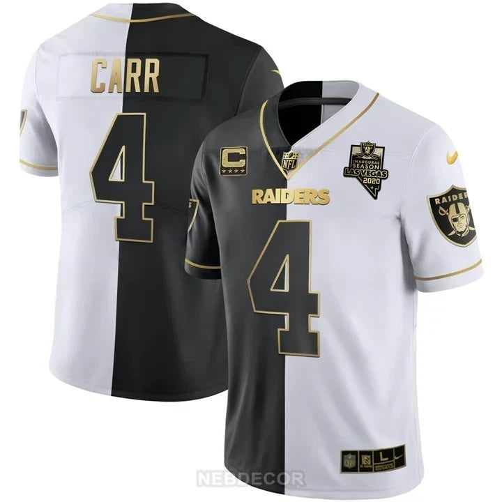 MEN'S LAS VEGAS RAIDERS INAUGURAL SEASON PATCH SPLIT GOLD JERSEY - ALL STITCHED