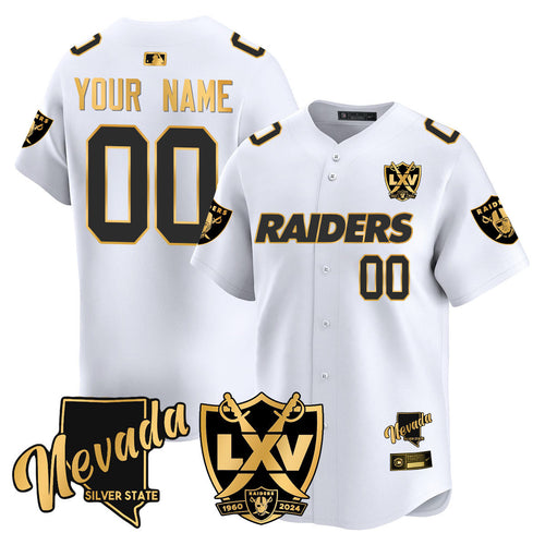 Custom Name/Gender Raiders 2024 Baseball Limited Gold Jersey - 65th Anniversary - All Stitched