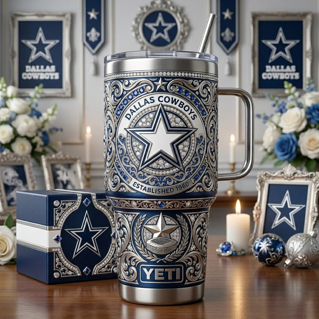 Dallas Cowboys 40 oz Tumbler with Handle and Lid